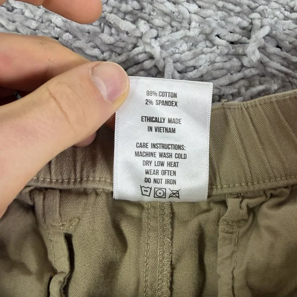 Cove USA Chino Pants Mens 34/30 Beige Elastic Waist Golf Preppy Stretch Business